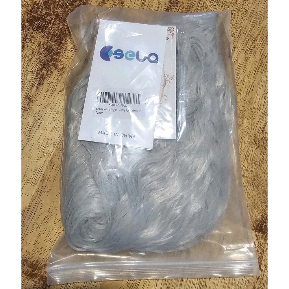 Long Men Women Silver Gray Curly Wavy Cosplay Wig Adult Halloween  NEW